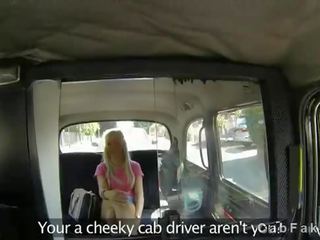 Gorgeous blonde fucked in fake taxi on sunny day