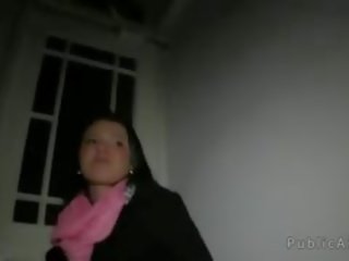 Busty Brunette babe Flashing Boobs In Dark Alley